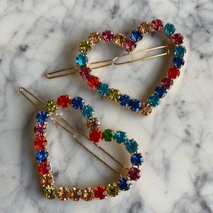 RESTOCKED 2” Large Rainbow Heart Hair Clips 🌈 Golden Clasp Pride Month Gift